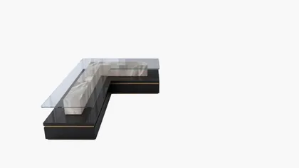 Exclusive Albina L-shaped coffee table featuring precious stone materials for a sophisticated modern focal point.
