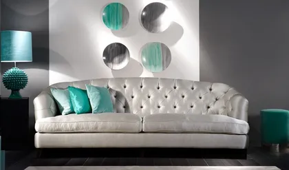 Fixed upholstered Sofa, Italian couch