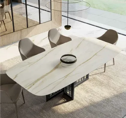 Dallagnese Table with marble top, italian contemporary furniture
