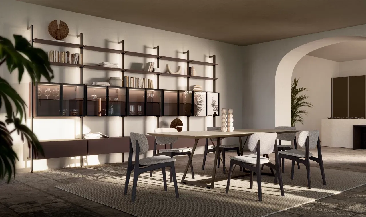 Bamboo Library by Dall'Agnese, modern library bookcase for a living room